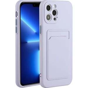 Apple iPhone 13 Pro Max Için Kart Yuvalı Esnek Tpu Koruyucu Telefon Kılıfı - Açık Mor (Yurt Dışından)