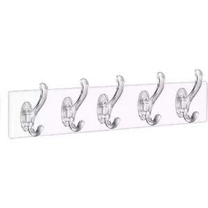 Kendinden Yapışkanlı Şeffaf Güçlü 5 Kancalı Kapı Duvar Askısı 35X7 cm