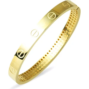 Vidalı Taşsız Altın Kelepçe Bilezik