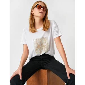 Bisiklet Yaka Kısa Kollu Baskılı Tişört