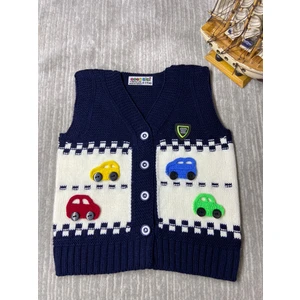 Meriç Bebe Renkli Araba Işlemeli Triko Yelek