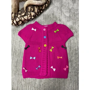 Meriç Bebe Fiyonk Detaylı Kız Çocuk Triko Yelek