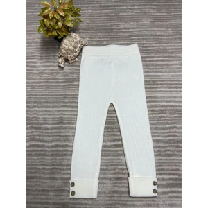 Meriç Bebe Düğme Detaylı Fitilli Çocuk Triko Tayt