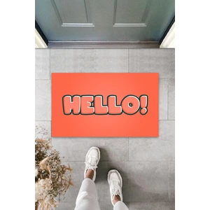 Silkcoat Home İç ve Dış Mekan Turuncu Kapı Önü Paspası Hello Desen Paspas