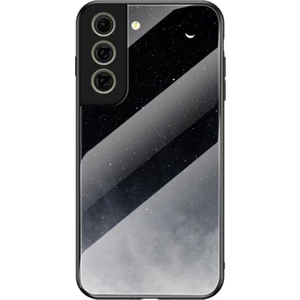 3D Renkli Gökyüzü Baskılı Parıltılı Temperli Cam Darbeye Dayanıklı Telefon Kılıfı - Samsung Galaxy S21 Fe (Yurt Dışından)