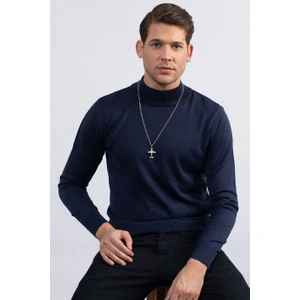 Slim Fit Dar Kesim Yarım Balıkçı Yaka Düz Erkek Kazak