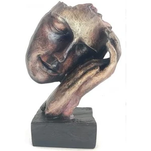 Tual Hobi Sanat Dekoratif Polyester Uyuyan Maske Heykeli  (21X16CM)