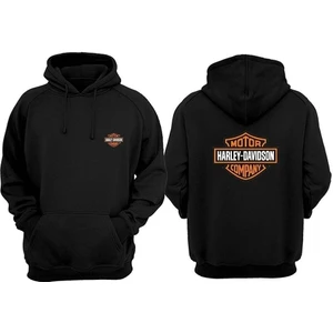 Unisex Siyah Harley Davidson Hoodie Sweatshirt