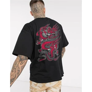 Unisex Siyah Chinesebox Oversize Tshirt
