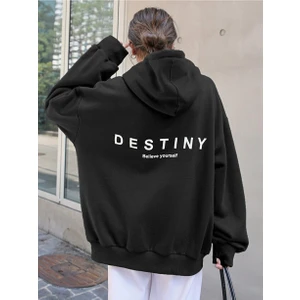 Destıny Siyah Tasarım Baskılı Sweatshirt