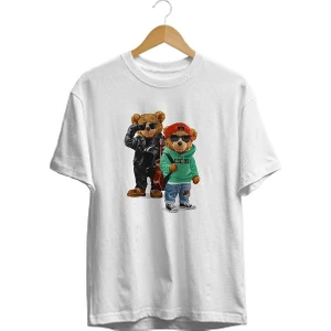 Unisex Beyaz Cool Ayılar Teddy Bear T-Shirt