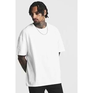 Erkek Beyaz Düz Oversize T-Shirt