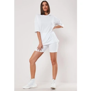 Kadın Düz Beyaz Oversize T-Shirt