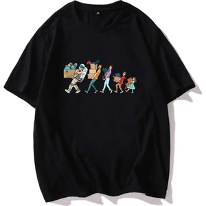 Erkek Siyah Oversize T-Shirt Astronot Baskılı