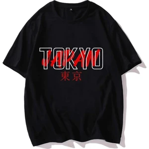 Erkek Siyah T-Shirt Tokyo Japan Baskılı Oversize Tişört