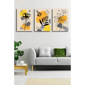 Gift Pack Soyut Çiçekler Modern Minimal  Kanvas Tablosu 3'lü Canvas Tablo Seti