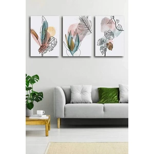 Gift Pack Tropikal Soyut Yapraklar Modern Minimal  Kanvas Tablosu 3'lü Canvas Tablo Seti