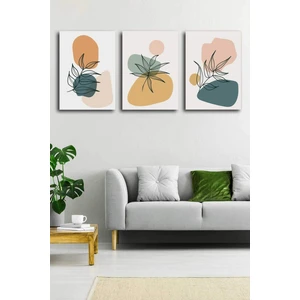 Gift Pack Tropikal Soyut Çiçekler Modern Minimal  Kanvas Tablosu 3'lü Canvas Tablo Seti