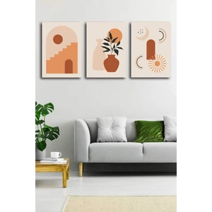 Stella Store Soyut Modern Minimal  Kanvas Tablosu 3'lü Canvas Tablo Seti