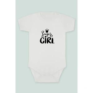 Tuğba Baby Kraliçe Taçlı Super Girl Yazı Baskılı Bebek Body Zıbın Kısa Kollu Çıt Çıtlı Badi Pamuklu Hediye