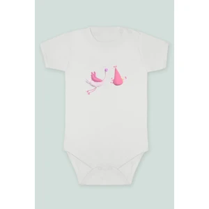 Tuğba Baby Pelikan Bebek 1 Baskılı Bebek Body Zıbın Kısa Kollu Çıt Çıtlı Badi