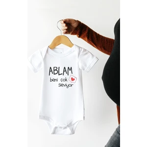 Tuğba Baby Ablam Beni Çok Seviyor Baskılı Bebek Body Zıbın