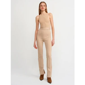 7008 Yırtmaç Detaylı Örme Pantolon-Camel