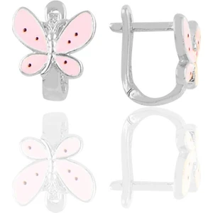 Söğütlü Silver Gümüş Pembe Mineli Klipsli  Çocuk Küpesi