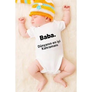 Tuğba Baby Özel Tasarım Bebek Zıbın 0-3 Yaşa Uygun(Baba Dünyanın En Iyi Kahramanı!)