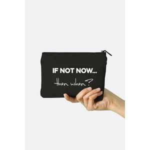 If Not Now Baskılı Siyah Kanvas Makyaj Çantası