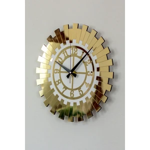 Eyka Store Modern Gold Güneş Duvar Saati Dekoratif Türk Rakamlı Mdf Üzeri Aynalı Pleksi 50X50