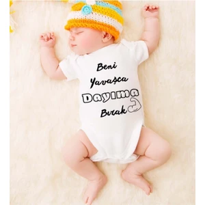 Tuğba Baby Özel Tasarım Bebek Zıbın 0-3 Yaşa Uygun(Beni Yavaşca Dayıma Bırak!)