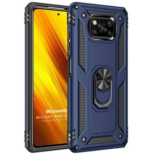 Xiaomi Poco X3 Tank Zırh Yüzüklü Mıknatıslı Standlı Kılıf Lacivert