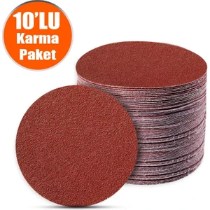 10 Adet (KARMA PAKET-115 mm) Cırt Zımpara Kağıdı El Zımparaları Seti Avuç İçi Spiral Taşlama