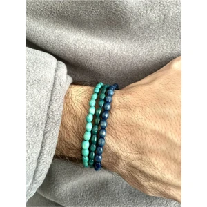 Padore Accessory Çok Şık Okyanus Mavisi, Turkuaz, Petrol Mavisi 3 Adet Oval Ahşap Bileklik