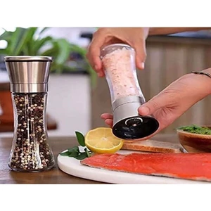 Seramik Bıçaklı Baharat ve Tuz Değirmeni Öğütücü Krom Renk - 2 Adet