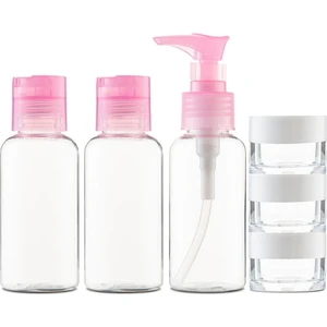 Seyahat Şişe ve Kap Seti 6 Parça Şeffaf Renkli Kişisel Bakım Ürünleri Taşıma