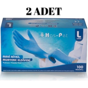 Has-Pet Mavi Nitril Pudrasız Temizlik Eldiveni (100*2 Adet Large)