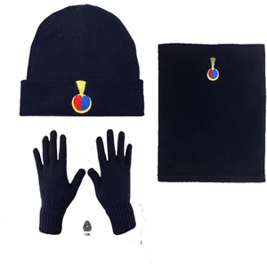 Asker Vadisi Lacivert Jandarma Yün Bere ve Polar Boyunluk ve Yün Eldiven Set