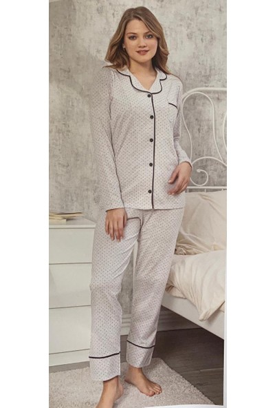 Lavender Kadın Önden Düğmeli Pijama Takımı