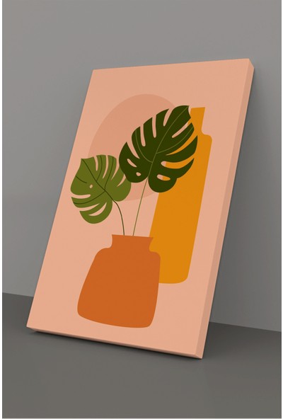 Gift Pack Tropikal Yaprak Soyut Modern Minimal Kanvas Tablosu 3'lü Canvas Tablo Seti