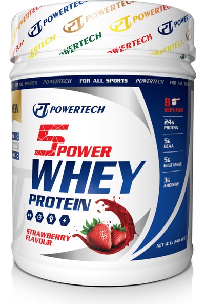 Powertech 5power Whey Protein 240 gr Çilek Aromalı Protein Tozu