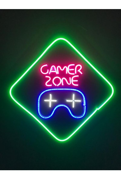 Dekoraven Gamer Zone Neon Tabela Neon LED Dekoratif Duvar Aydınlatması Neon Duvar Dekorasyonu