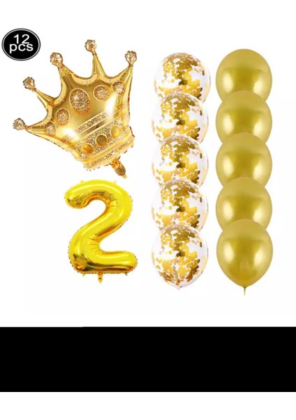 Kral Tacı Folyo ve Latex Balon Set Parti Seti 2 Yaş
