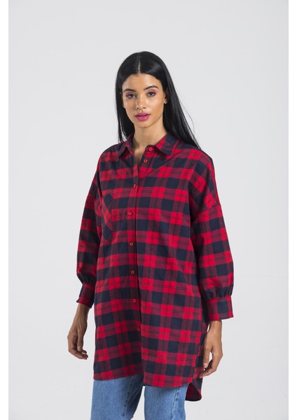 Kırmızı Kareli Oduncu Oversize Gömlek