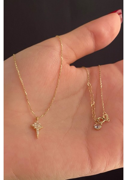 14 Ayar Altın Mini Taşlı Kuzey Yıldızı Kolye fiyatları
