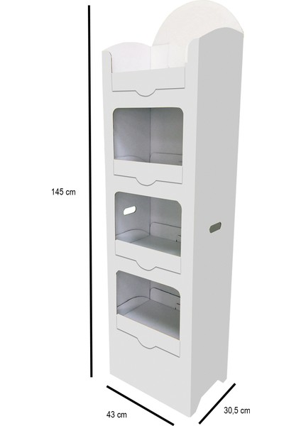 Std9 30,5X43X145 cm 4 Raf Pencereli Dikey Karton Teşhir Standı