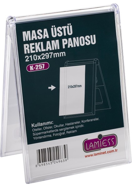 K-257 Masaüstü Reklam Panosu Dikey 3 'lü