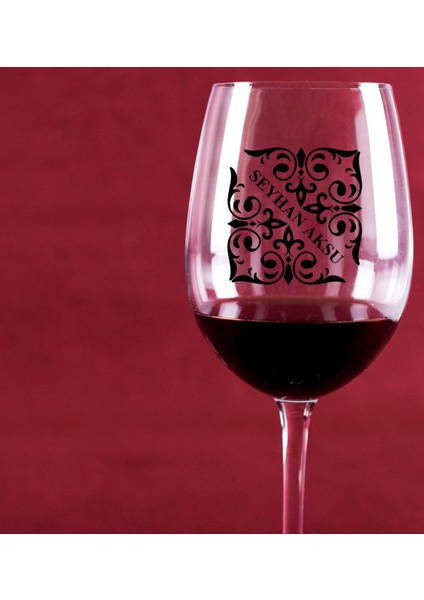 Kişiye Özel Isimli Renkli Baskılı Şarap Kadehi - 10