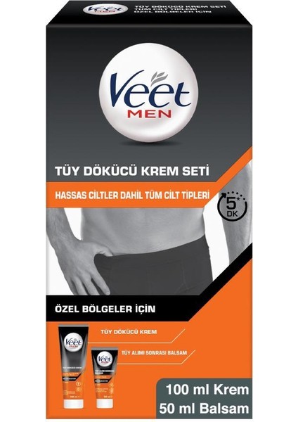 Veet Men 200ml + Özel Bölgeler İçin Tüy Dökücü Krem Seti 100&50 ml